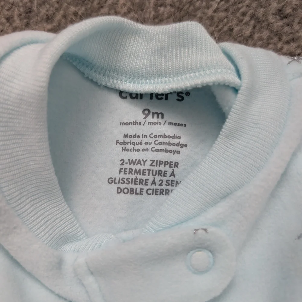 Carter's Light Blue Polar Bear Footie‎ 6-9 Months